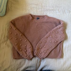 Moon & Madison short sweater with Pom Pom detail on the sleeves